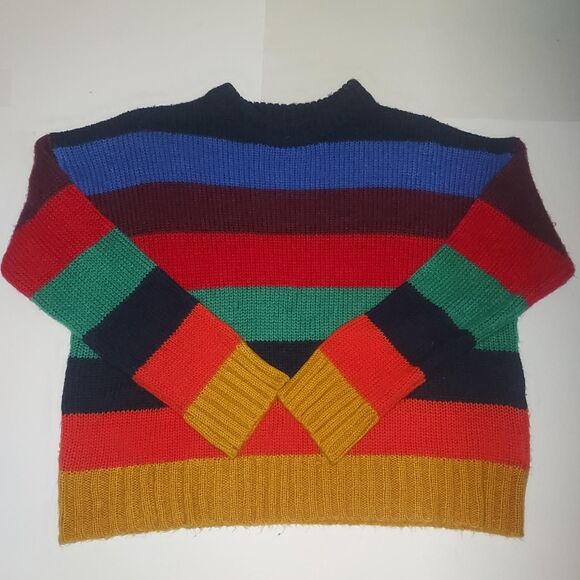 Mens Urban Outfitters Colorful Striped Crew Neck Sweater Size Medium - Picture 1 of 5